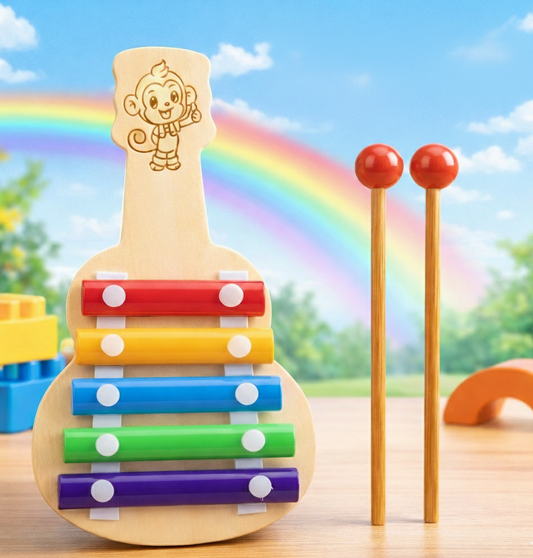 2-in-1 Wooden Guitar-Xylophone – Handcrafted Eco-Friendly Musical Toy for Toddlers & Preschoolers